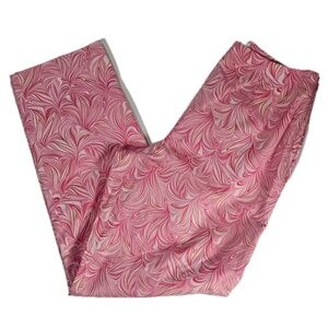 Talbots Pants Womens 6 Pink Yellow Swirl Pattern Comfort Office Casual Summer